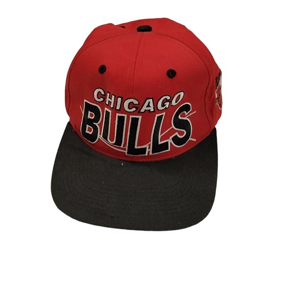 Vintage Chicago Bulls GCC G Cap Black & Red Snapback Hat 90's NBA - Picture 3 of 6